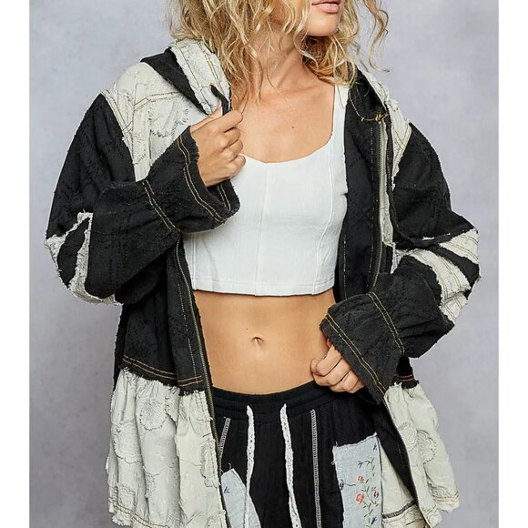 POL Moonwake Hollow Boho Patchwork Hooded Jacket NEW Sizes Various - Picture 3 of 8